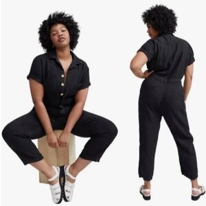 Mate the Label Short Sleeve Linen Jumpsuit- S